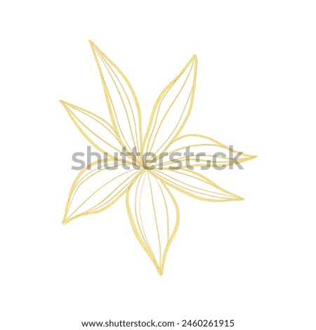 Gold outline illustration with tropical flower