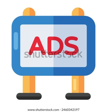 Conceptual flat design icon of ads board