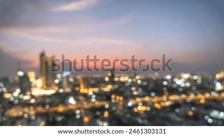 Golden hour sky with city rooftop view blur background with cityscape business corporate office building landscape blurry twilight night lights skyline nightlife bokeh for evening party 