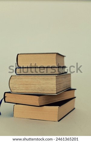 stack of books on white background, library concept
