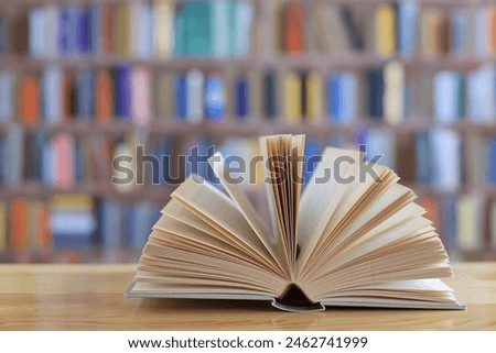 open book on the table in library, education concept