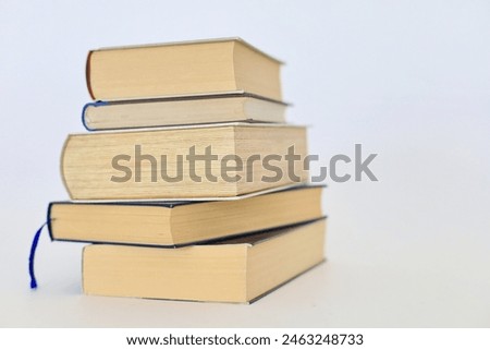 open book, stack of hardback books on white background. back to school. copy space for text. business and education concept, stack of books isolated on white background