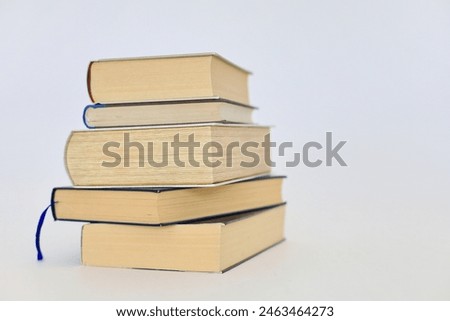 open book, stack of hardback books on white background. back to school. copy space for text. business and education concept, stack of books isolated on white background