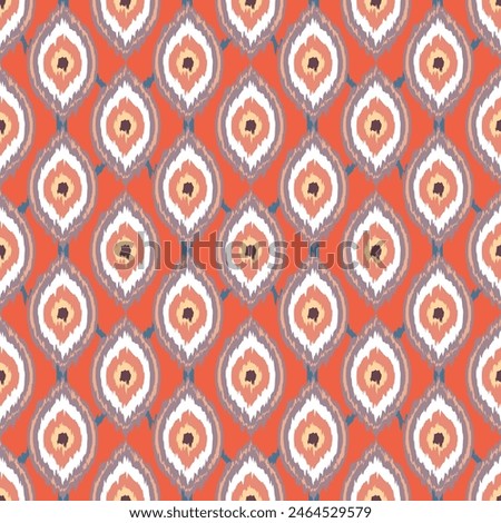 Ikat Seamless Background. Traditional Asian Pattern for Textile. 