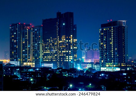 Bangkok City Night Light Capital City Thailand