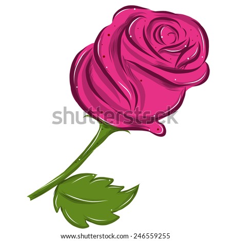 vector illustration of cute rose pink cartoon drawing style