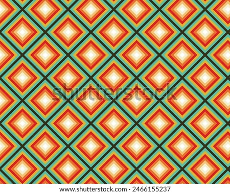 70's Retro Colorful Pattern of Diamond Shapes Vector Illustration Background
