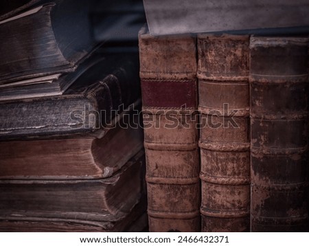 the old books in an bookcase