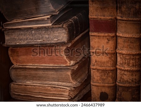 the old books in an bookcase