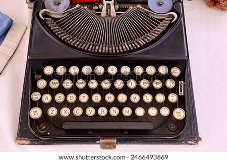 Keyboard detail of the antique typewriter