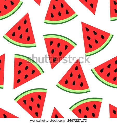 Watermelon vector seamless pattern. Cutted triangle slices on white background.