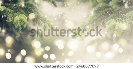 Christmas tree on blurred background.