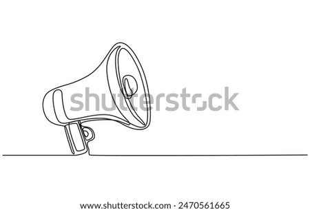 Continuous single one line art drawing of megaphone speaker for news and promotion vector illustration, One continuous line drawing of public horn speaker. Megaphone symbol of marketing promotion