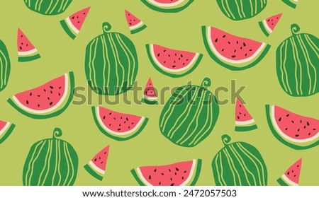 Cute watermelon fruits pattern background vector design