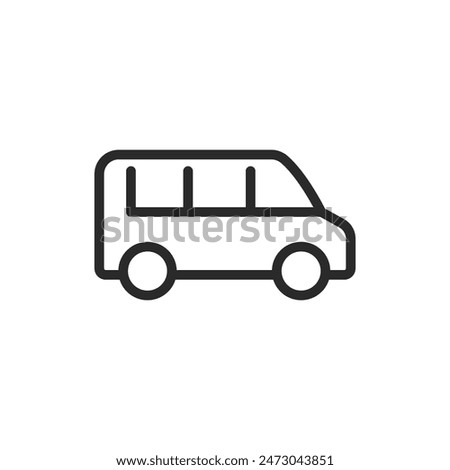 Minivan, linear style icon. Side view of a minivan. Editable stroke width.