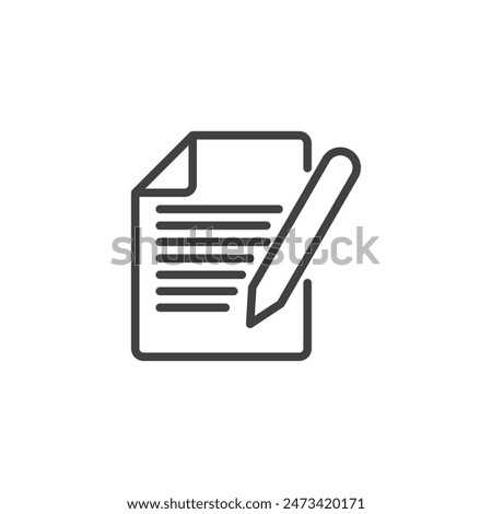 Document Editing line icon. linear style sign for mobile concept and web design. Document file with a pen outline vector icon. Symbol, logo illustration. Vector graphics