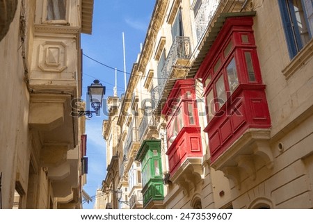 Colorful balconies of Valletta, Malta