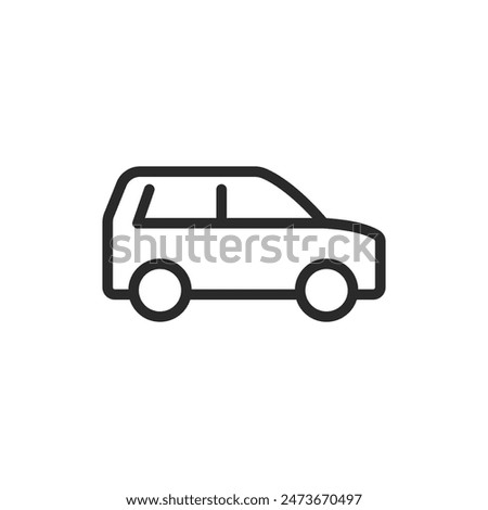 Crossover, linear style icon. Large vehicle. Editable stroke width