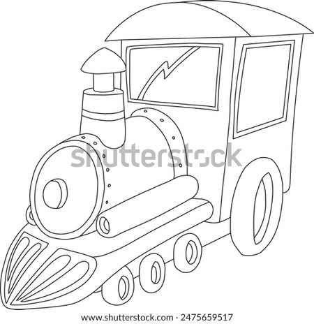 Cartoon Train Coloring Page. Locomotive Isolated On White Background. Illustration For Children. Coloring Book