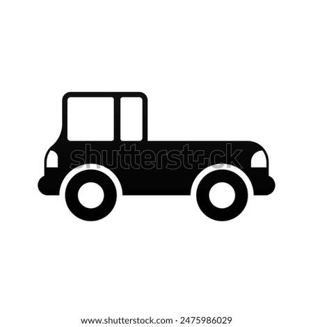 Flat car silhouette icon. Cute car design asset. silhouette car design for kids 