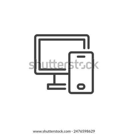 Two-Factor Authentication line icon. linear style sign for mobile concept and web design. Smartphone and a computer screen outline vector icon. Symbol, logo illustration. Vector graphics