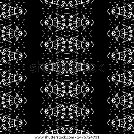 Abstract Aztec Ink Pattern. Black Color Indian Pattern. Black Colour Dark Scribble Pattern. Simple Native Wavy Batik. Doodle Geo Art Batik. Tribal Ink Doodle Vector. Seamless Dark Ethnic Repeat