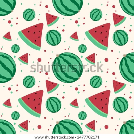 Summer seamless pattern with bright watermelons