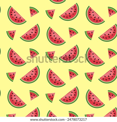 Watermelon slices seamless pattern. Top view. Summer concept. Flat design.