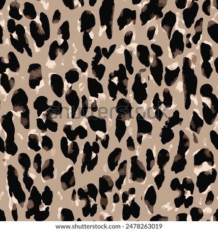Leopard print vector seamless pattern, animal background, wild cat texture, spots on background.