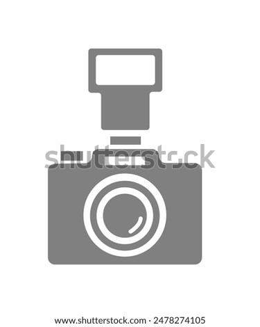 Camera clip art design on plain white transparent isolated background for sign, decal, card, shirt, hoodie, sweatshirt, apparel, tag, mug, icon, poster or badge