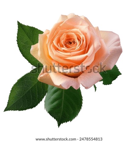 Single rose flower in pink, isolated, png format
