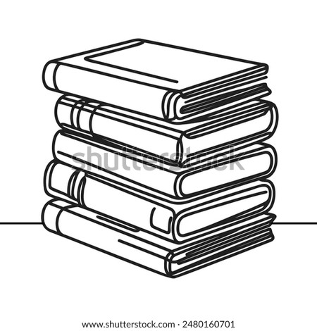 Stack of Books Continuous Line Drawing isolated minimalistic style