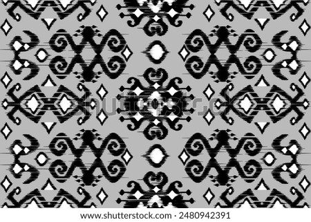 Geometric ethnic oriental ikat seamless pattern traditional background. vector design for fashion, ikat fabric, wallpaper and all prints color. carpet,wallpaper,clothing,wrapping,Batik,fabric,Vector