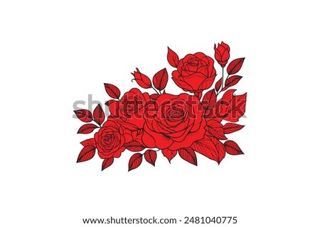a row of roses with open vector illustration 
