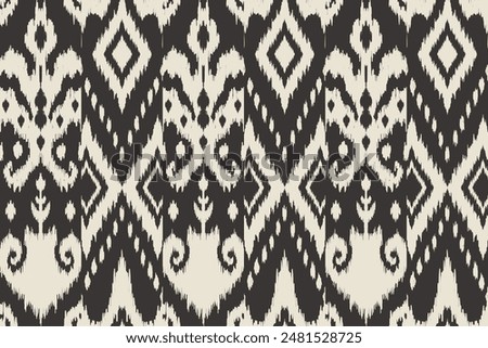 Motif ethnic handmade beautiful Ikat art. Ikat ethnic tribal, boho colors seamless wallpaper. Ethnic Ikat abstract background art. Illustration for greeting cards, printing and other design project.