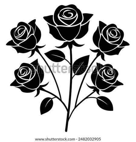 roses set silhouette vector illustration 