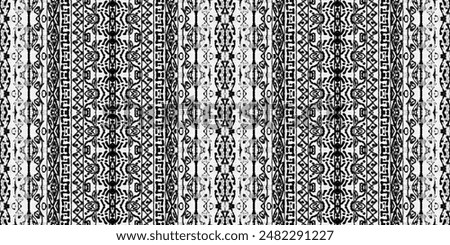 Black Color Bohemian Pattern. Simple Tribal Hand Brush. Doodle Wavy Wave. Abstract Design Ikat Pattern. Abstract Ink Watercolor Carpet. Ethnic Ikat Scribble Batik. Gray Colour Ink Doodle Pattern.