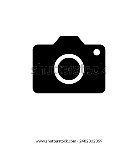 A simple icon featuring a camera, white background 