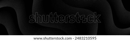 3D black geometric abstract background overlap layer on dark space with waves lines decoration. Minimalist modern graphic design element cutout style concept for banner, flyer, card, or brochure cover
