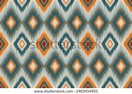 ikat Abstract Ethnic art. oriental Seamless pattern tribal, folk embroidery. Aztec geometric art, ornament print. Design for carpet, book cover, wallpaper, wrapping, fabric, batik and etc.