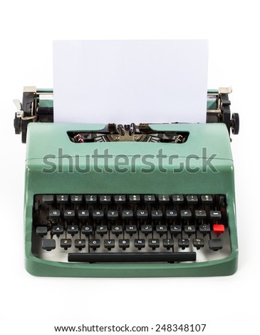 Vintage typewriter isolated on white background 
