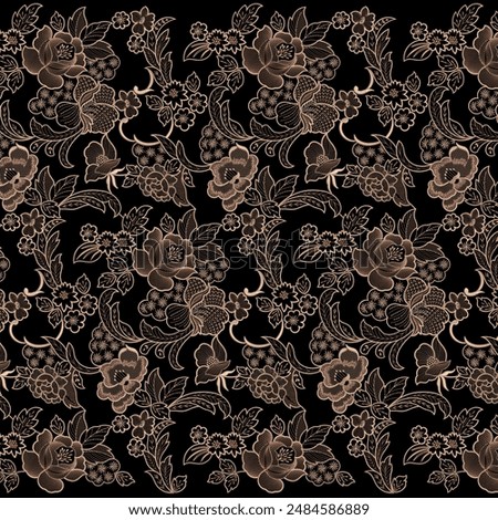 Roses embroidery floral motifs leafs leaves ornaments for digital and textile print on fabric