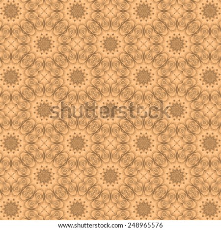 brown ornamental painted floral  kaleidoscopic pattern tile 