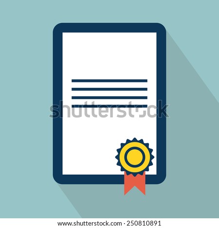 Certificate icon. Flat style. Vector illustration