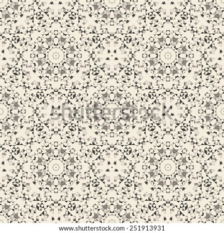 Abstract Seamless Black and White Color Geometric Pattern. Vintage Wallpaper Background. Mosaic Texture for Textile Print