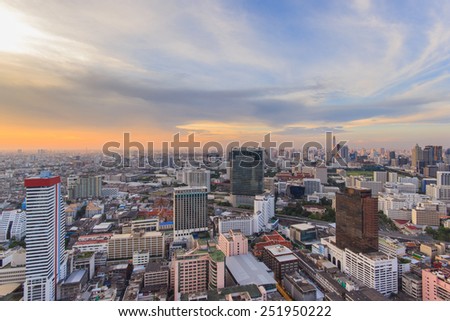 Bangkok Cityscape, Business district with high building at sunset time (Bangkok, Thailand)