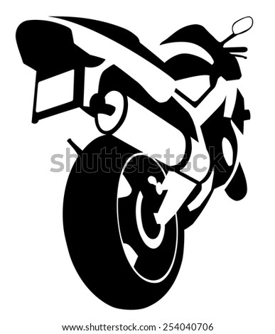 Black ane white motorcycle stylized illustration