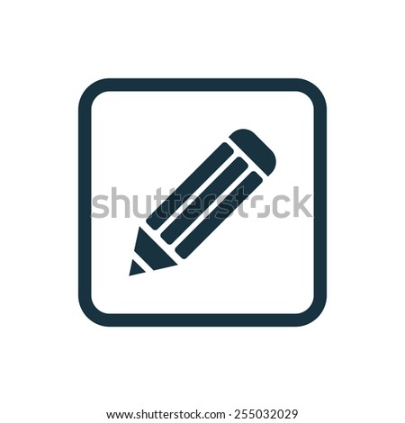 pencil icon Rounded squares button, on white background 