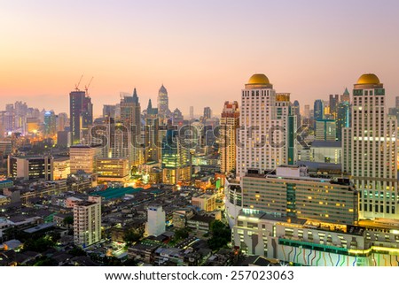 Bangkok City at twilight in capital of Thailand