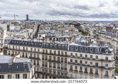 Panorama of Paris. View from Printemps store. France.